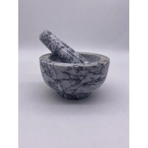 Natural Solid Marble Stone Mortar And Pestle Moisture Resistant