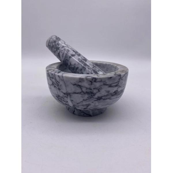Buy Natural Solid Marble Stone Mortar And Pestle Moisture Resistant at wholesale prices