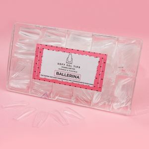 500pcs/box Custom Logo Soft Gel Clear Full Cover Medium Almond Long Coffin Nail