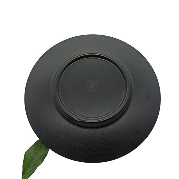 Camping Matte Black Melamine Salad Plate 14'' Non Toxic Round