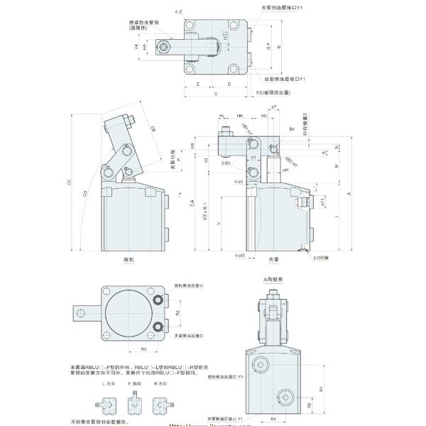 High Strength Pneumatic Link Clamp RBLU Max Force 18.2 Kn Multiple Arms