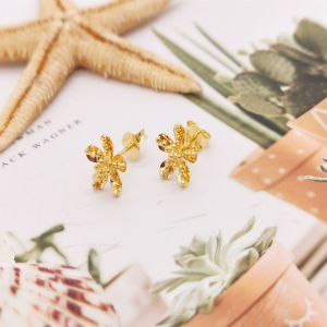 Classic Small Gold Plumeria Earrings: Highlighted