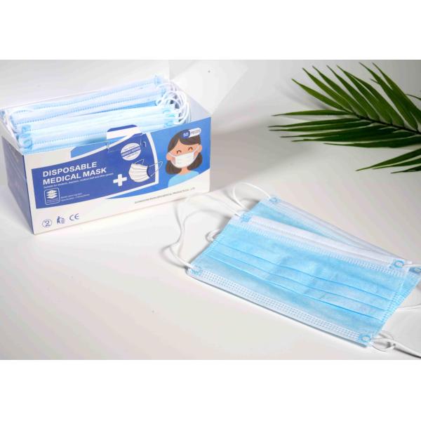 Buy Adult Blue White Disposable Medical Mask With Flexible Adjustable Earloops at wholesale prices