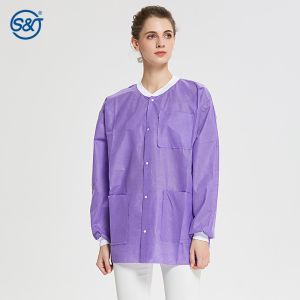 SMS Disposable Lab Coat With Knit Cuffs and Collar