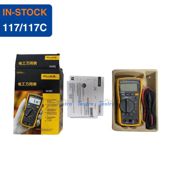 Quality Fluke 117/117C True-RMS Digital Multimeter With VoltAlert , AutoV/LoZ , 6000-Count Backlit Display, CAT III 600V For Electricians for sale