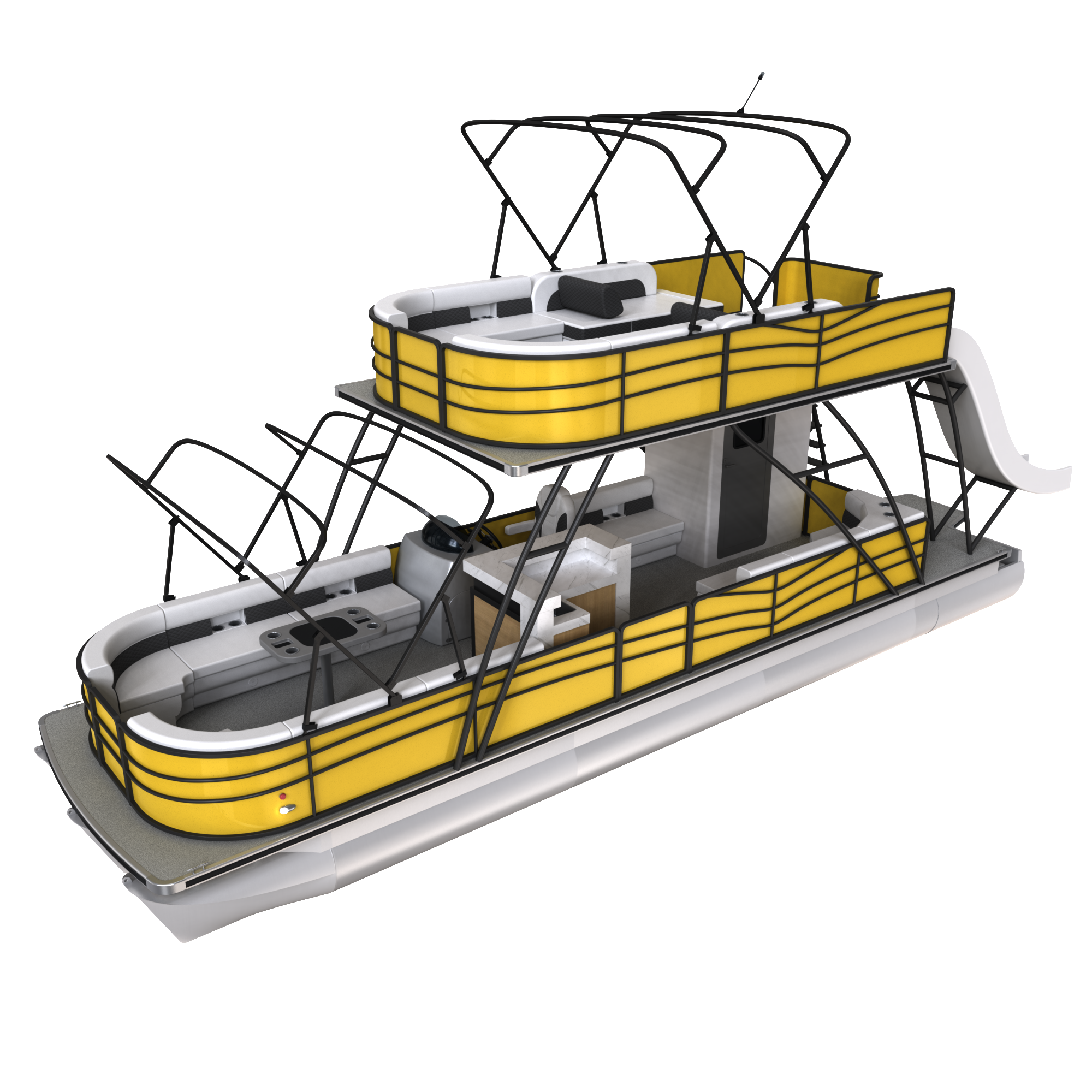 Double Decker Pontoon Boat with Trailer Included, Motor, and Plush Seating for Ultimate Comfort