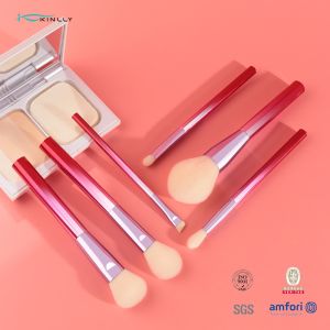 ABS Plastic Handle Makeup Brush Set 6Pcs Gradien Red Color For Beginners