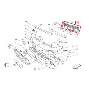 For Maserati Ghibli M157 2014-2016 Front Bumper Grille Black OEM 670006937