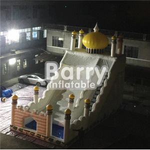 PVC Tarpaulin 0.55mm Castle Commercial Inflatable Slide With Jumping Area