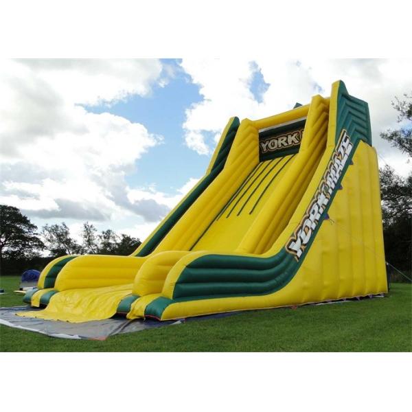 Kids Double Slide Blue Print Commercial Inflatable Slide PVC Waterproof
