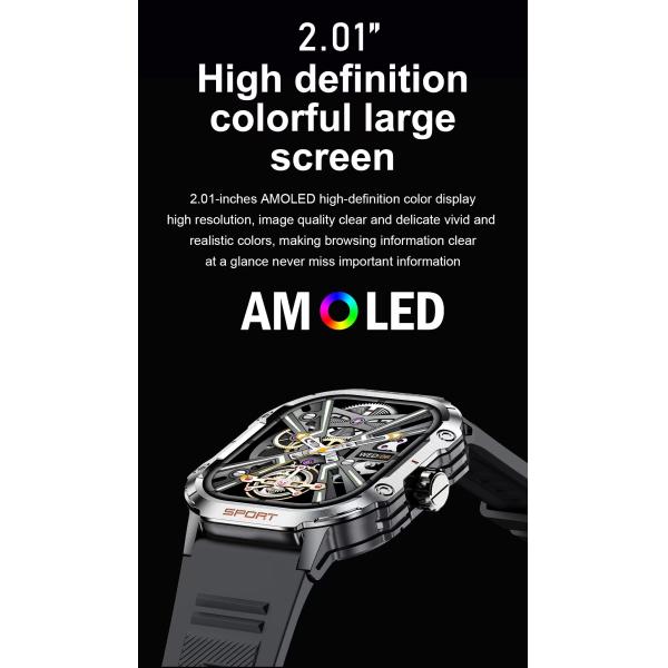Outdoor HK24 SmartWatch 2.01 Inch Amoled Screen BT Call IP67 Waterproof SmartWatch