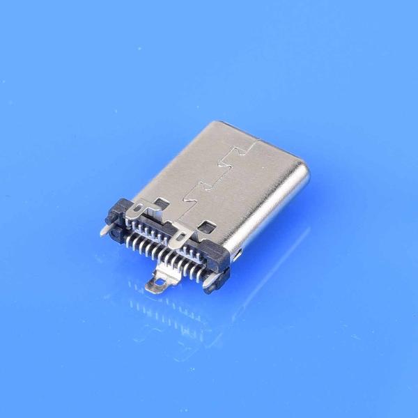 USB TYPE C 24PIN Verticle Type with Positioning Foot Receptacle Overall Height