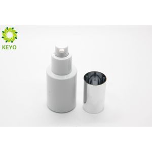 Empty Foundation Bottle With Pump , White Glass Liquid Foundation Containers