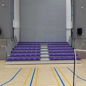 Steel Frame Retractable Bleacher Seating with Floor Mounted Seat