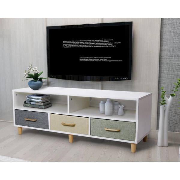 TV stand Cabinet and open storage options Chipboard with melamine finish Oak and White