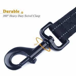 Black Color Short Dog Leash Double Webbing Nylon Reflective For Training