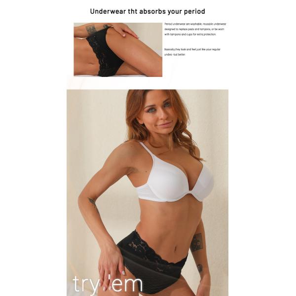 Lace Organic Cotton Period Underwear Female Menstrual Lace Period Underwear