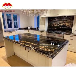 Chinese Granite Luxury Kitchen Countertop with Polished Black Gold Stone