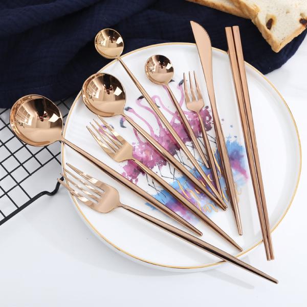 Buy High Quality Stainless Steel Cutlery with Rose Gold Color  Wedding Banquet Flatware at wholesale prices