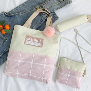 Women Travel Backpack Sets 4pc Sturdy Laptop Backpack Teens Canvas