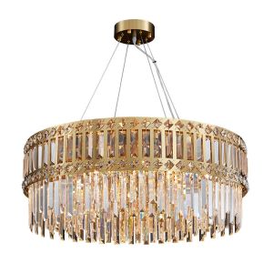 Modern Luxury Crystal Chandelier Contemporary Flush Mount Ceiling Light Fixture