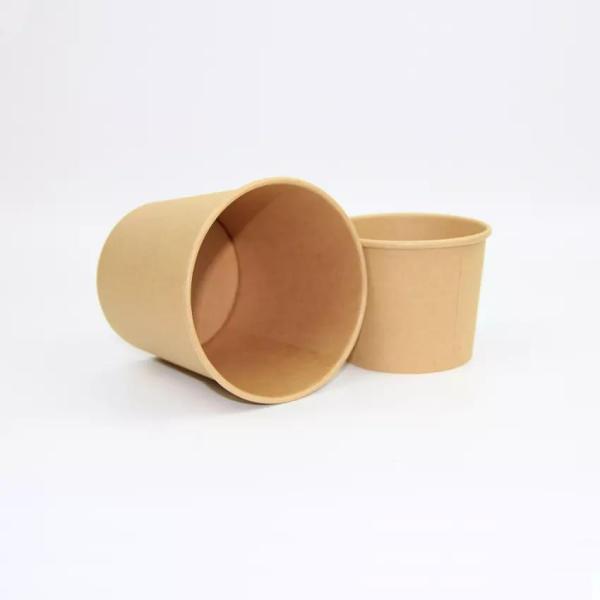8oz Disposable Fast Food Container Brown Kraft Hot Soup Paper Bowl And Cup