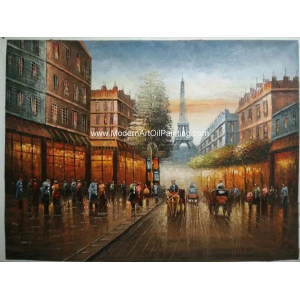 100% Handmade Paris Oil Painting Palette Knife Eiffel Tower Paris Scenery On Canvas