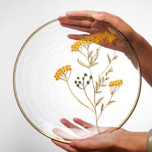 Household Exquisite Printed Hammer Grain Glass Tableware