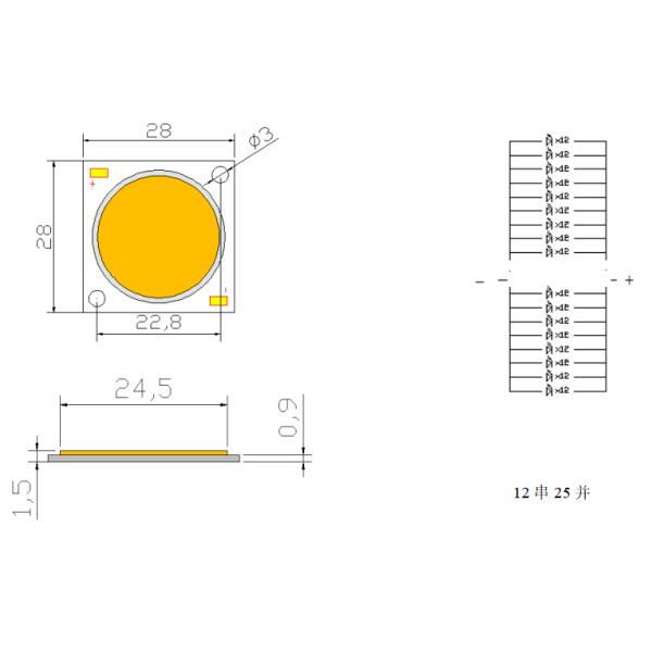 High CRI 98Ra COB 2825 LED CHIP 120W 34-37V 6000K White For Photograph Light