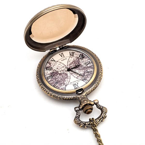 Retro Vintage Pocket Watch Clock Quartz Movt With 0.8m Chain