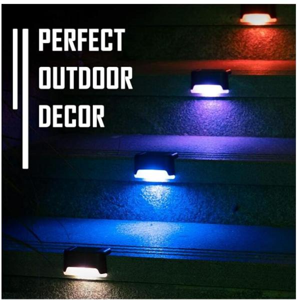 Water Resistant Color Changing Solar Fence Lights for Yard, Patio, Stairs, Deck