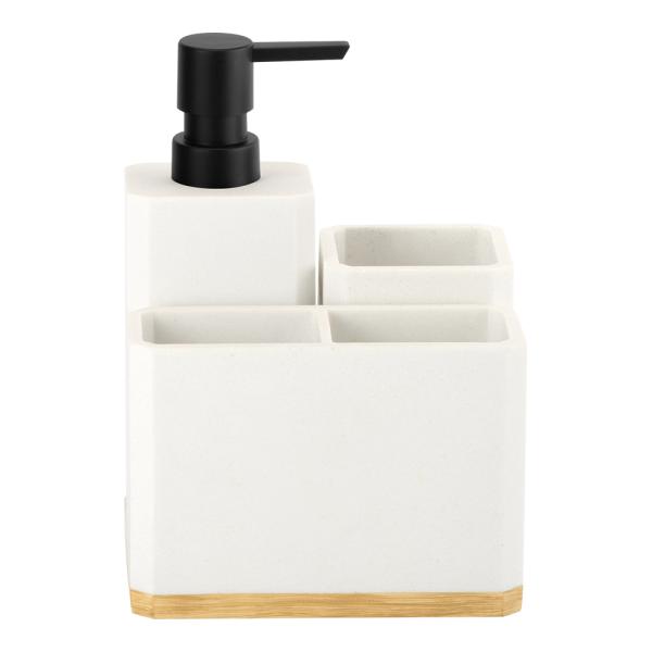 Sand Stone Base White Polyresin Bathroom Caddy with Certification BSCI Soap Dispenser