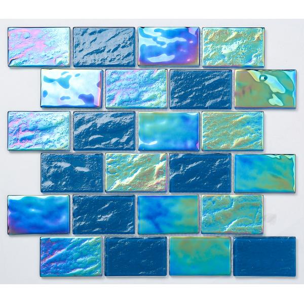 Blue White Glossy Clay Mosaic Tiles 300x300mm AAA Grade