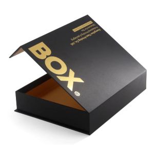 Rigid Folding Black Paper Packaging Magnet Closure Lid Cardboard Foldable