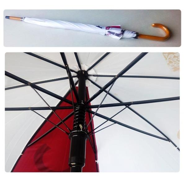 Wood J Handle Wooden Shaft Straight Fold Umbrella