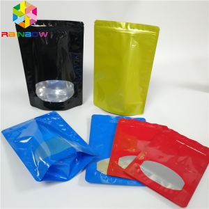Glossy Aluminum Foil Pouch Packaging Stand Up Mylar Smell Proof Heat Seal With