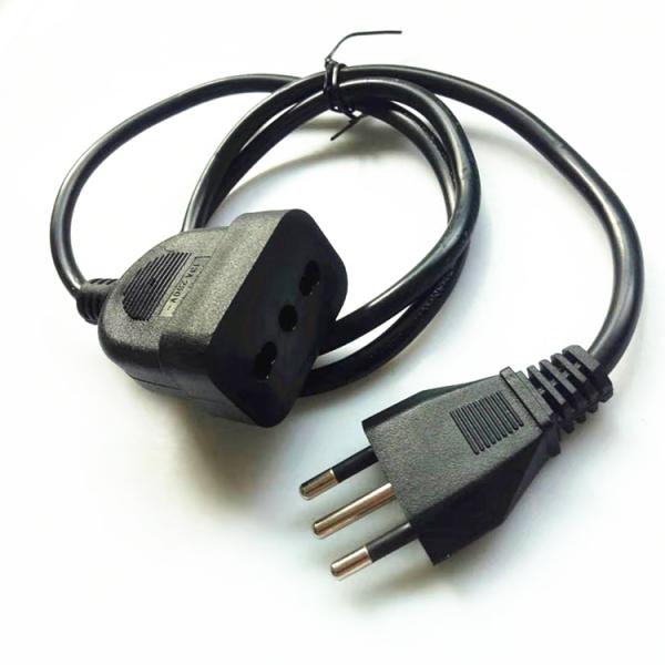Italy 3pin black extension power cord 0.5m1m2m3m-10m copper power extension cable