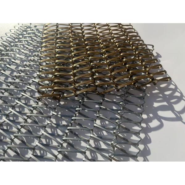 Decorative Stainless Steel Flat Spiral Woven Wire Mesh For Curtain Wall