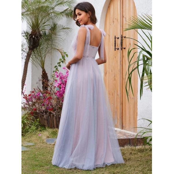 Empire A-line Sleeveless Frenulum Knotting Sweetheart Neck Spaghetti Strap Waist Applique Pink Tulle Evening Dress