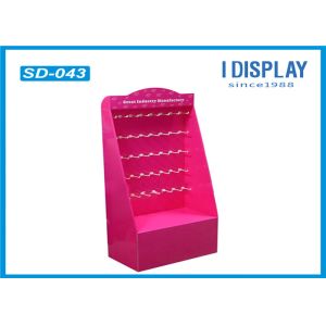 Quality Retail Pink Cardboard Hook Display Floor Stand , Cardboard Product Display Stands for sale