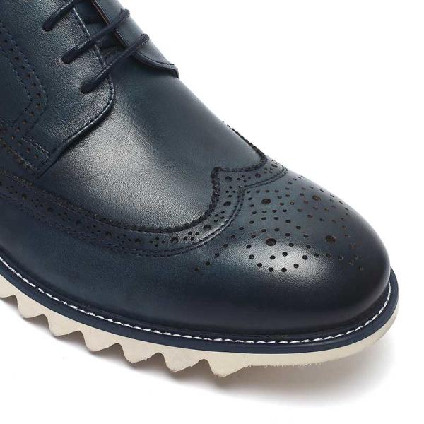 Fashionable Blue Lace Up Mens Leather Casual Shoes