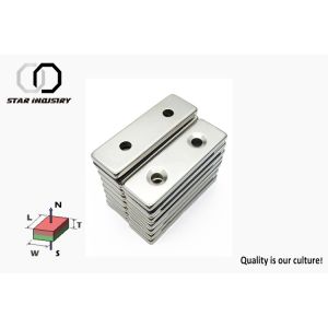 Strong Ndfeb Countersunk Magnets N35h Rectangular Magnets With Holes