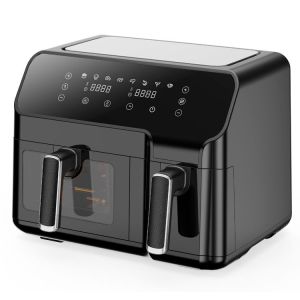 Large 9L Dual Air Fryer With 10 In 1 Touch Presets Two Zone Technology