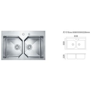Elegant Double Kitchen Sink American Style Commercial Stainless Steel Sink 810mm