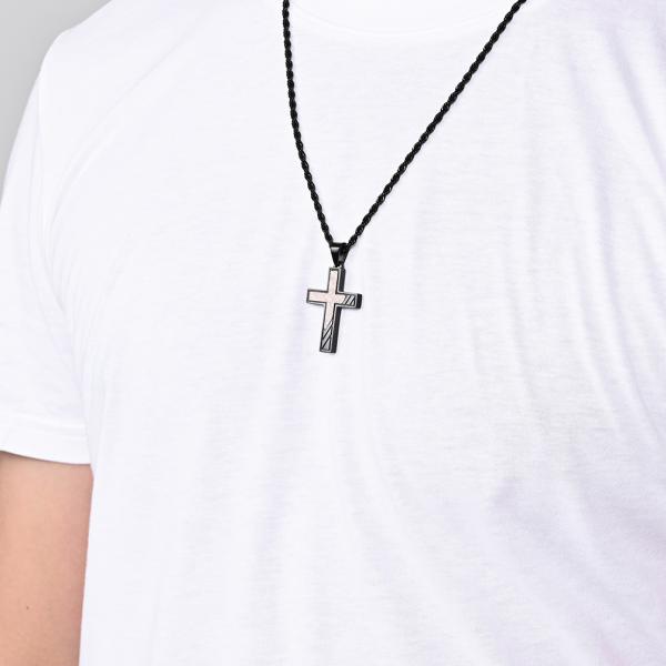 Stainless Steel Cross Pendant Necklace Men's Christian Jewelry for Anniversary Occasion