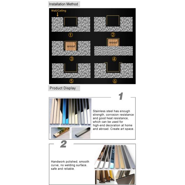 L2023 High Quality Free Sample Stainless Steel Tile Trim Different Shape Polished SS Profile