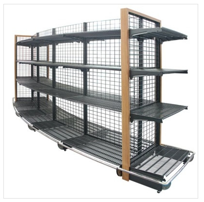 Buy Metal Plate Wire Supermarket Shelf Display Corner Shelving Shop Fitting at wholesale prices
