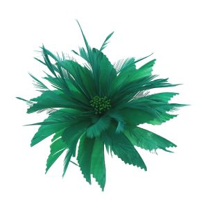 Patterned Chicken Headband Feather Mounts , Dyed Green Goose Feather Flowers