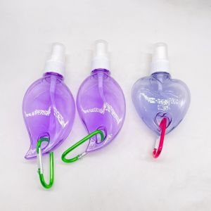 PET Heart / Leaf Shape Plastic Spray Bottle with Hanging Key Chain Collar