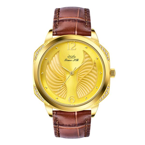 Fashionable Stainless Steel Genuine Leather Quartz Watch Elegant Luxury For